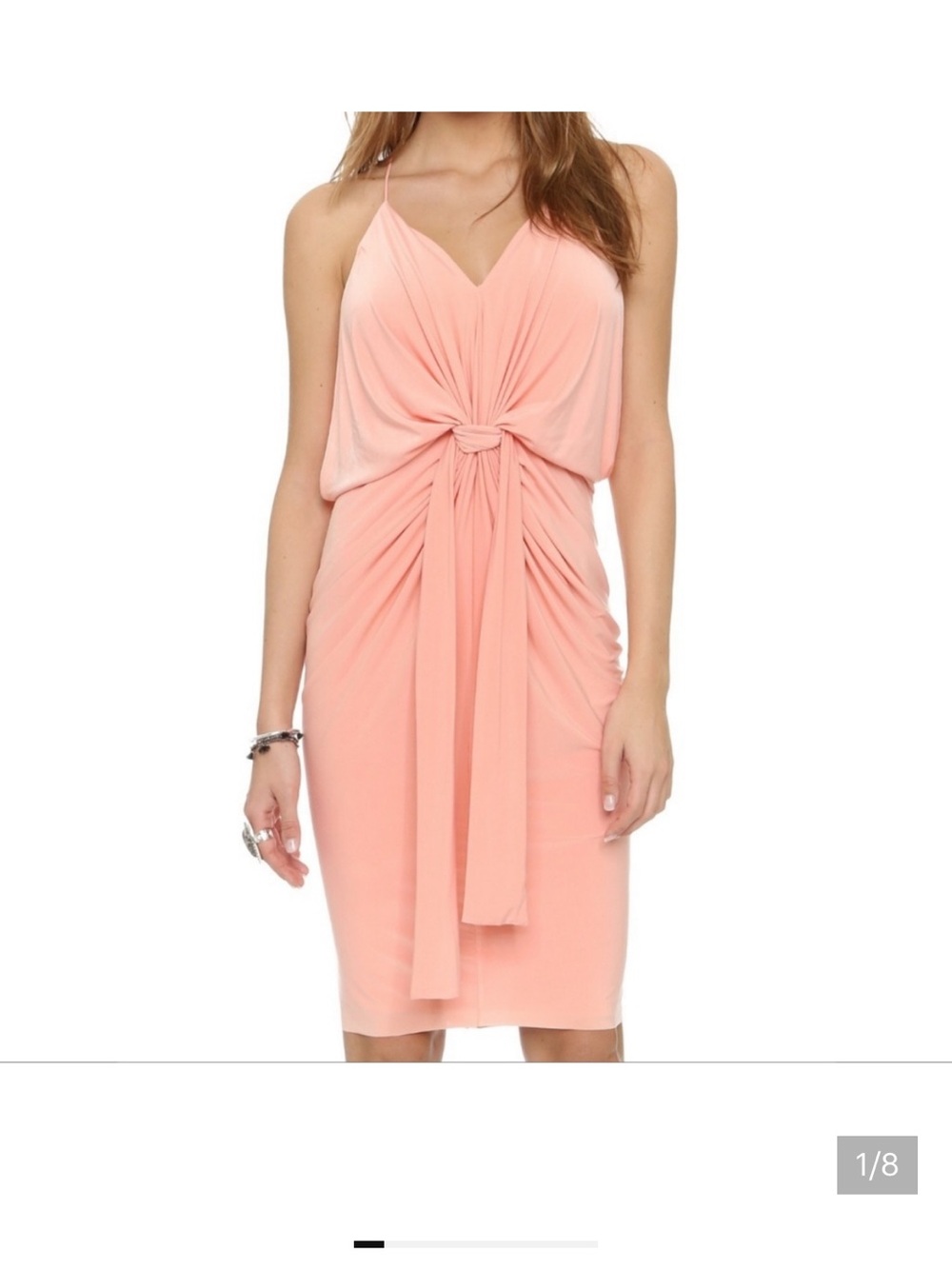 Misa Los Angeles Blush Knot-Front Spaghetti Strap knee length Dress Size M